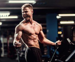 bodybuilder working out in gym